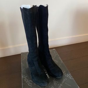 Townshoes Waterproof Black boots with suede and stretch